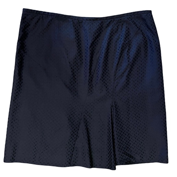 ARMANI COLLEZIONI Silk Navy Skirt A-Line Straight Italy TG 52 US 16 Plus 90s Y2K - Picture 7 of 8